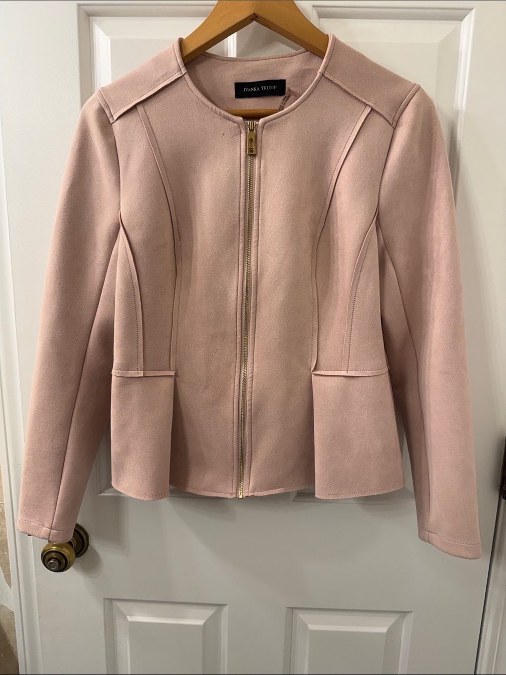 Ivanka Trump Blush Zip-Front Peplum Blazer